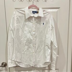 Womens Polo Ralph Lauren Classic Fit Cotton Shirt in White